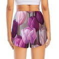thumbnail image 4 of Uemuo Purple And Pink Tulip Bouquet Pattern Women's Athletic Shorts High Waisted Running Shorts with Liner Pockets Gym Elastic Workout Shorts-Medium, 4 of 9