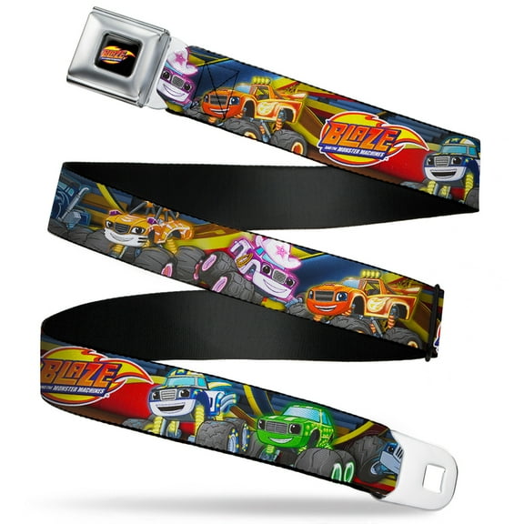 Nickelodeon Belt, Seatbelt Buckle Belt, Blaze and the Monster Machines Trucks Group Pose, 30 to 44 Inches
