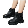 thumbnail image 6 of CAICJ98 Toddler Combat Boots Girl Lace up Riding Boots Flat Fashion Booties Low Heel Ankle Boots for Girls (Toddler/Little Kid/Big Kid),2.5, 6 of 9