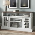 thumbnail image 2 of BELLEZE 58 Inch TV Stand, Rustic Wood Entertainment Center for TVs up to 65",  Contemporary Media Console Table with Two Open Shelves and Glass Door Cabinets - Astorga (White), 2 of 7