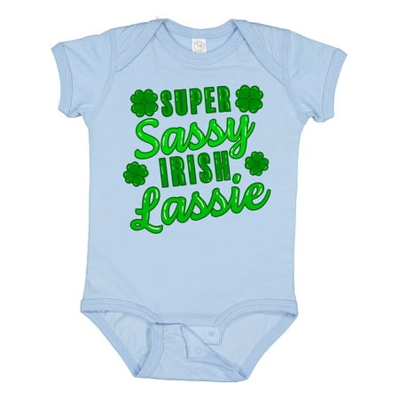 

Inktastic Super Sassy Irish Lassy with Green 4 Leaf Clovers Gift Baby Boy or Baby Girl Bodysuit