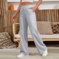 thumbnail image 5 of Nestiefly Womens Linen Split Hem Pants Summer Casual High Waist Straight Leg Pant Loose Fit Lightweight Lounge Trousers with Pockets Gray 2XL, 5 of 5
