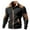 Black, variant on Men's Zipper Jackets Long Sleeve Leather Patchwork Tops Coats Fleece Stand Up Collar Color Blocked Jacket with Pockets