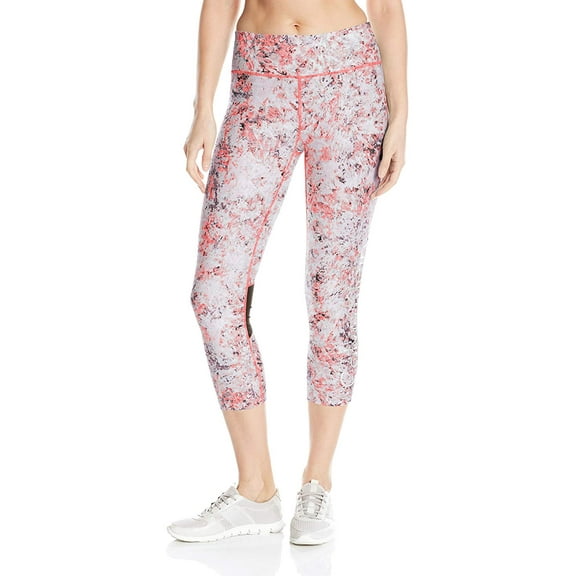 Calvin Klein Womens Performance Shimmer Iridescent Logo Crop Leggings,Neon Calypso Combo,XS