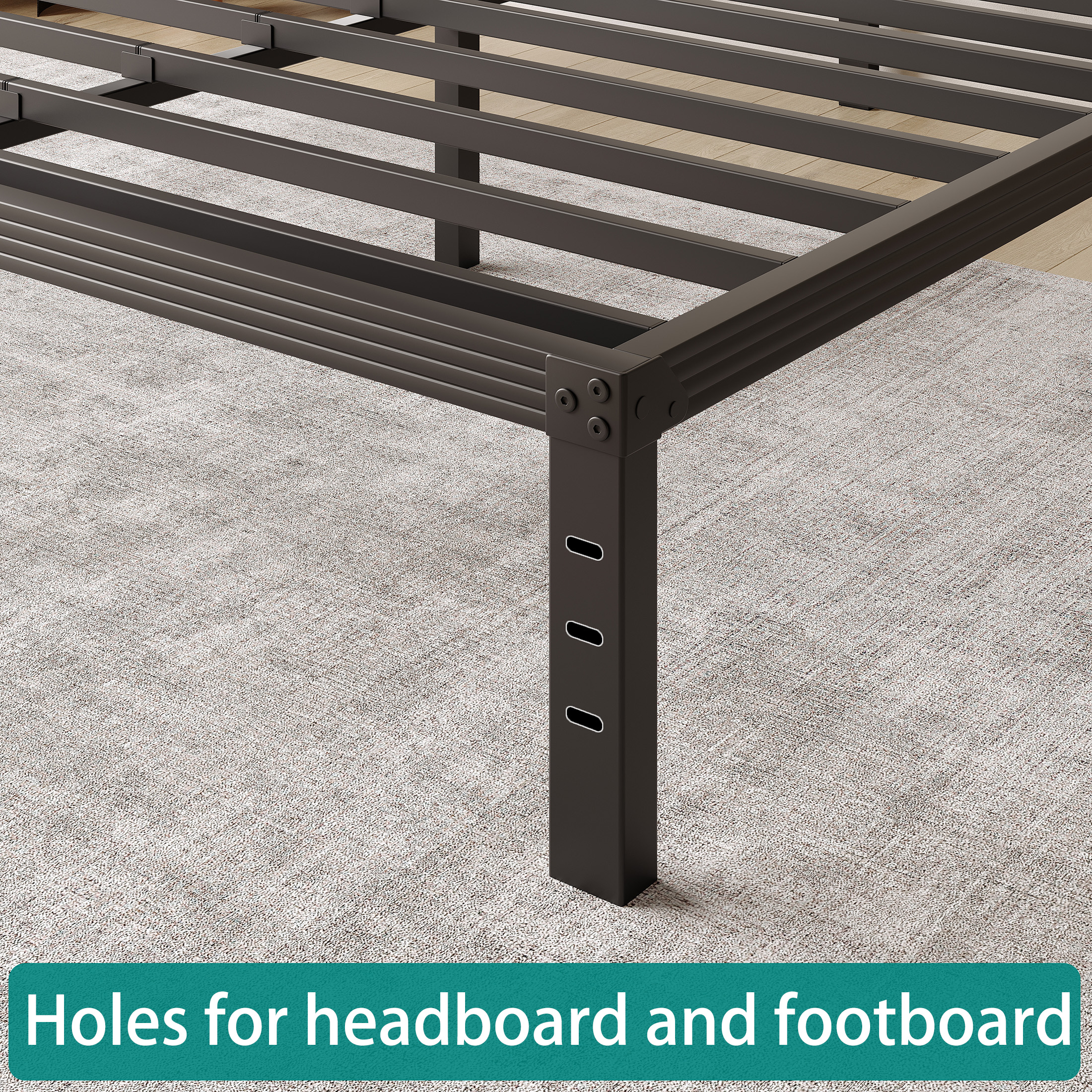 FSCHOS 14 Inch Queen Size Bed Frame, Heavy Duty Metal Platform, No Box Spring Needed, Easy Assembly, Black