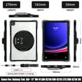 thumbnail image 6 of ELEHOLD Rugged Case For  Samsung Galaxy Tab A9+ 11Inch, Full Protection Transparent 360° Rotating Stand Cover, with Silicone Wrist Strap, Shoulder Strap,Black, 6 of 12