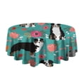 thumbnail image 5 of Australian Shepherd Pioneer Flower Round Tablecloth 60"x60",Wrinkle Wipeable Table Cloth for Kitchen Dining Room Picnic Patio Party, 5 of 6