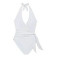 thumbnail image 4 of Ralph Lauren WHITE Halter Side-Tie Tummy-Control One-Piece Swimsuit, US 8, 4 of 4