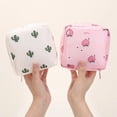 thumbnail image 5 of Bolsa de almacenamiento de tampones de servilleta sanitaria para mujer, bolsa organizadora portátil impermeable, bolsa de servilletas sanitarias con patrón de dibujos animados, 5 of 5