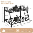 thumbnail image 3 of uiowio Twin over Full Metal Low Bunk Bed with Stairs, Safety Rail & Steel Slats, Space-Saving Heavy Duty Bed Frame for Adults & Teens, No Box Spring Needed, Black, 3 of 9