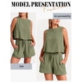 thumbnail image 6 of Xuanfei Women Solid Color Round Neck Sleeveless Top Drawstring Shorts Two Pieces Sets, 6 of 7