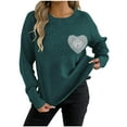thumbnail image 2 of Royisotas Oversized Sweaters for Women Knitted Cozy Cardigan Pullover Heart Print Long Sleeve Ladies Tops Warm, 2 of 6