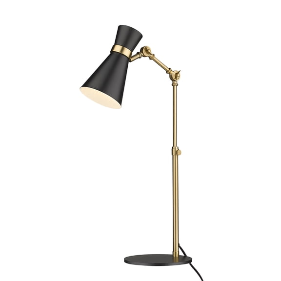 Z-Lite Soriano Steel Table Desk Lamp in Matte Black and Heritage Brass
