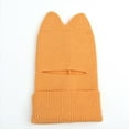 thumbnail image 5 of SuTry Kids Hat Solid Color Cute Cat Ear Knit Warm Face Cover Childrens Winter Fleece-Lined Hood Breathable Cold Weather Hat(Yellow,4-12 Years), 5 of 5