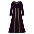 thumbnail image 5 of TiaoBug Kids Girls Renaissance Queen Velvet Vintage Maxi Dress Halloween Medieval Princess Fancy Dress Up Purple 10, 5 of 7