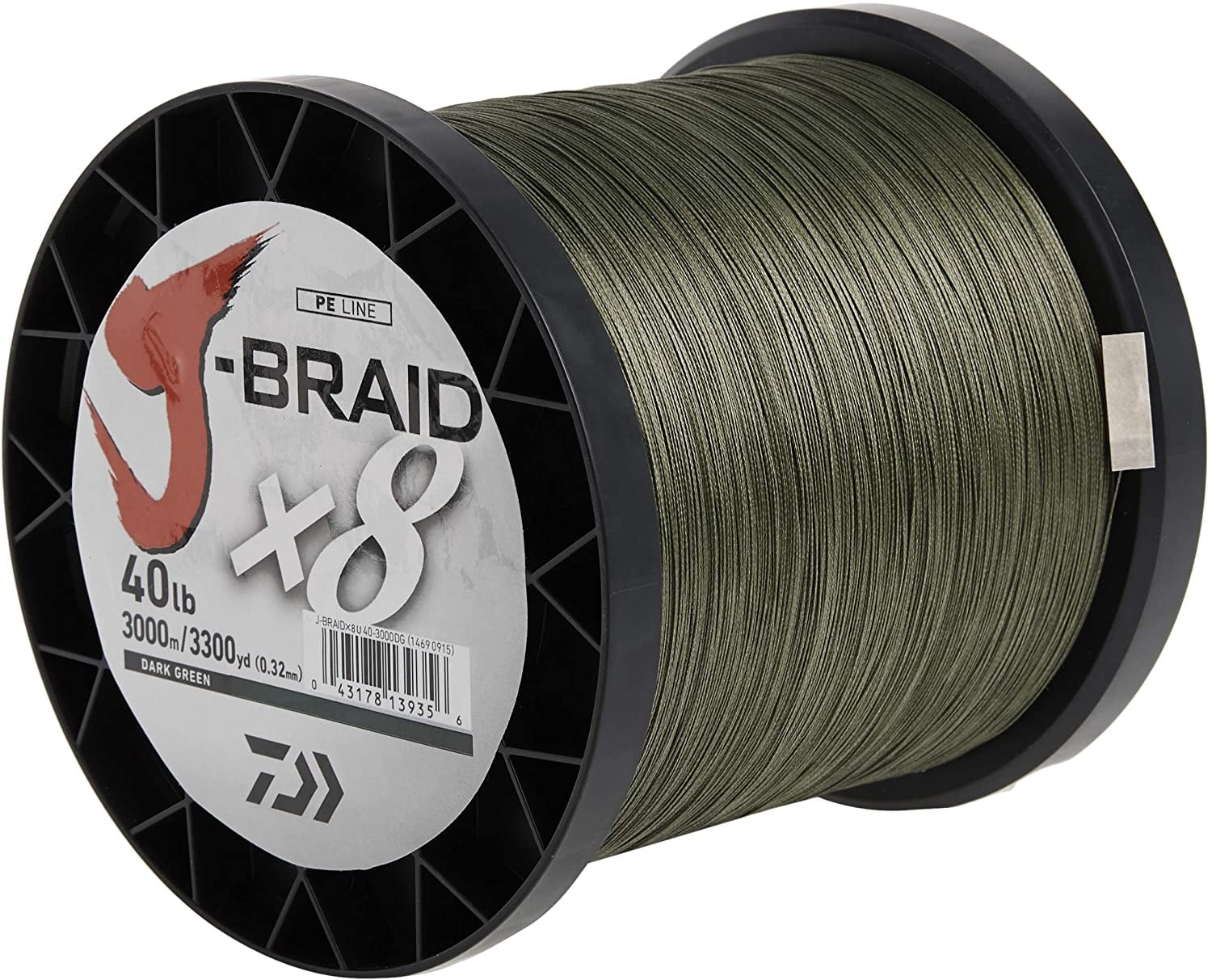 Daiwa j-braidx8 jb8u100 - 300dg 25ポンドテスト、ダークグリーンフィラースプール J Braid X8 Daiwa J-Braidx8 JB8U100-300DG 25 Lbs Test, Dark Green