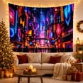 thumbnail image 3 of Neon Cyberpunk City Street at Night Energetic Retro Art for Cityscape Fans Urban Wall Decor Housewarming Gift Tapestry Wall Hanging for Bedroom, Living Room and Dorm, 3 of 7