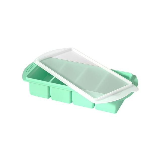Leodye 1PCS Food-grade Silicone Soup Freezer Tray with Lid Stackable Home Kitchen Meal Prep Storage Container -11.81 x 5.12 x 2.20 inches