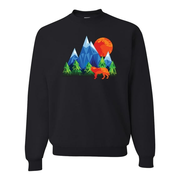 Neon Colorful California Bear Sunset Cali Redwoods | Mens Fashion Crewneck Graphic Sweatshirt, Black, Small