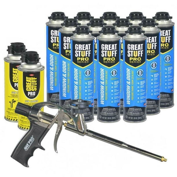 Great Stuff PRO Window and Door Foam Gun Kit w/ 12 Cans & 2 Cleaner