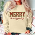 thumbnail image 6 of Wang6 Womens Whtie Graphic Sweatshirts Trendy Crew Neck Long Sleeve"Merry Christmas"Pullovers Casual Side Slit Hem Bow Tshirts Tops X_Beige XXL, 6 of 6
