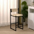 thumbnail image 4 of Metal Bar Stools Set of 2, Counter Height Stools with Rattan Woven Seat, Bar Stool Chairs with Footrest for Kitchen Island, Dining Room, 220LBS Weight Capacity, White, 4 of 9