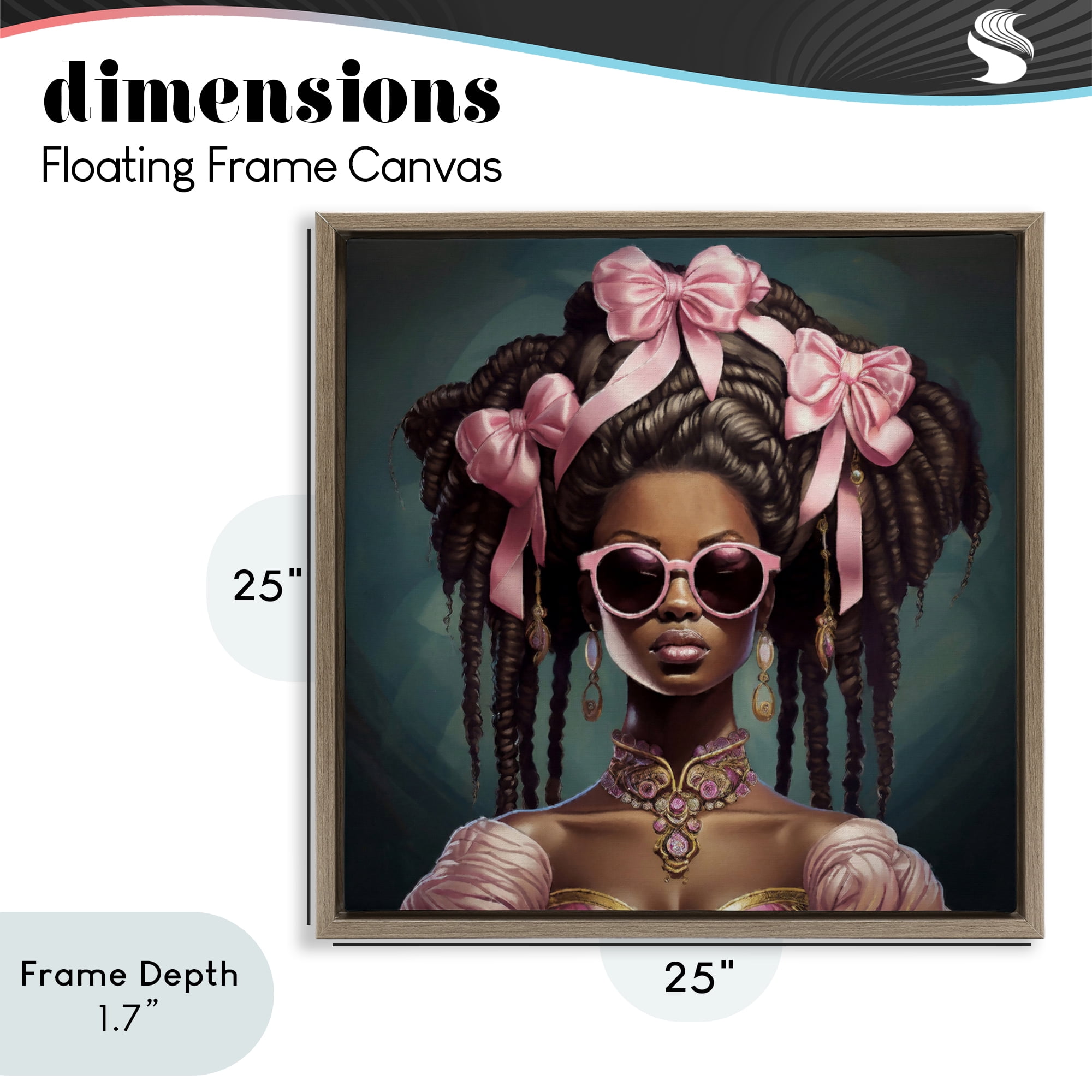 Stupell Industries Rococo Woman With Bows Brown Framed Floater Canvas Wall Art, design by Grotto Studios