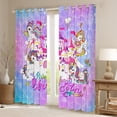 thumbnail image 2 of Feelyou Cartoon Magic Unicorn Curtains Pack of 2 (42x84 Each), Kawaii Princess Castle Curtains Blackout, Dreamy Mermaid Scale Bedroom Curtains, Blackout Curtains Room Decor, 2 of 6