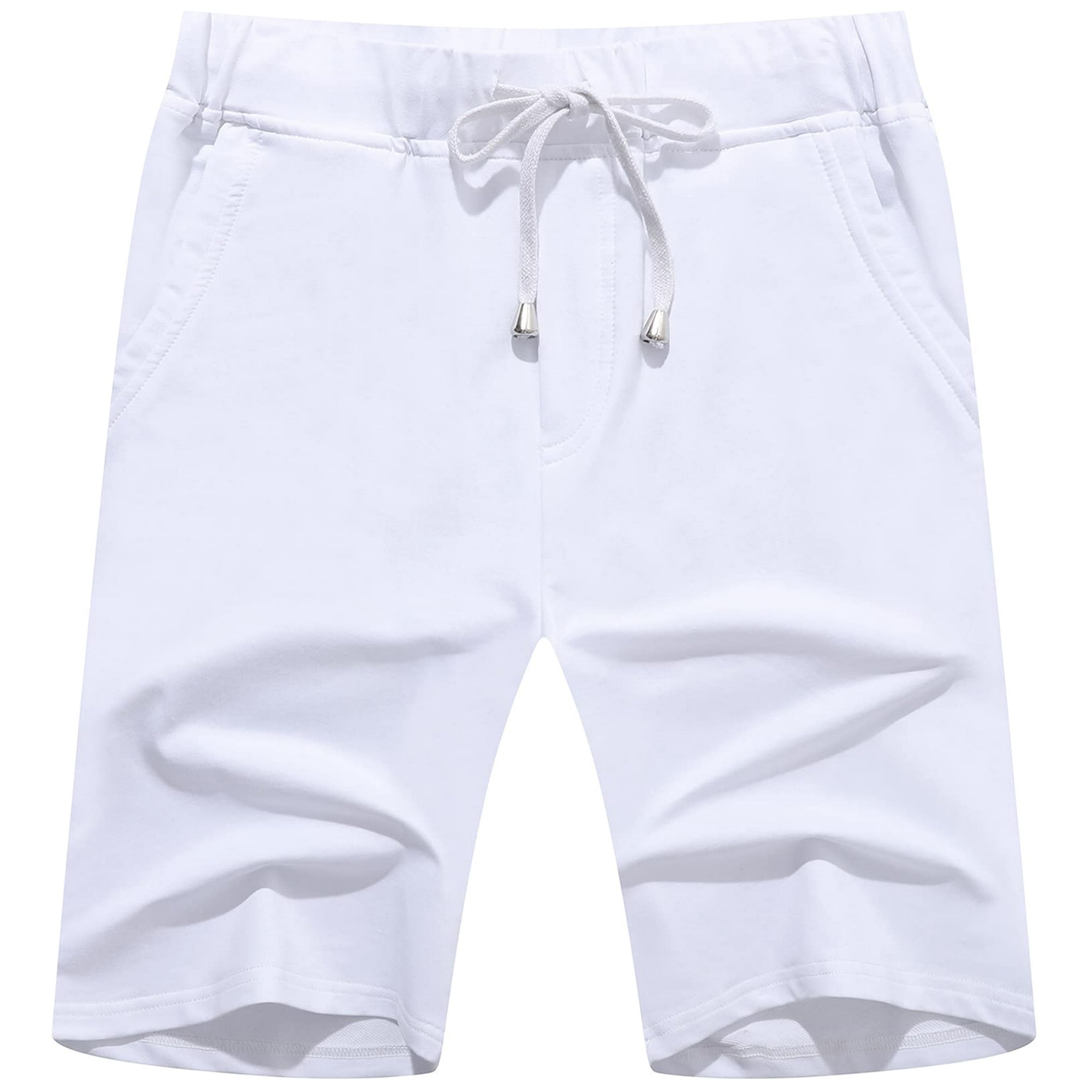 Janmid Mens casual Soft cotton Elastic Jogger gym Active Pocket Shorts White M Walmart