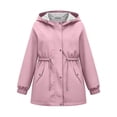 thumbnail image 6 of Girls Waterproof Windbreaker Kids Rain Jacket Size 10-12 Windproof Lightweight Hooded Raincoat Waterproof Zip up Button down Pockets Outdoor Girls Fashion Coat Pink 11-12 Years, 6 of 6