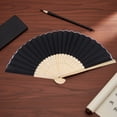 thumbnail image 5 of Riousery Folding Hand Fan 8.27 inches / 21 cm Blank Silk Fabric Bamboo Folded Hand Fan for Wedding Daily Use Black, 5 of 9