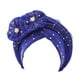 thumbnail image 5 of Gorros de flores con diamantes de imitación Qarigey bufanda Retro ajustable multicapa turbante de fiesta de noche estilo étnico Azul 2Conjunto, 5 of 6