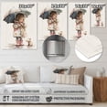 thumbnail image 4 of Designart "Adorable Baby with Umbrella on a Rainy Day" Children'S Art Metal Wall Art, 4 of 5