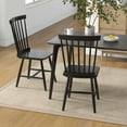 thumbnail image 2 of Costway Windsor Dining Chairs Set of 2 Armless Spindle Back Solid Rubber Wood Black, 2 of 9