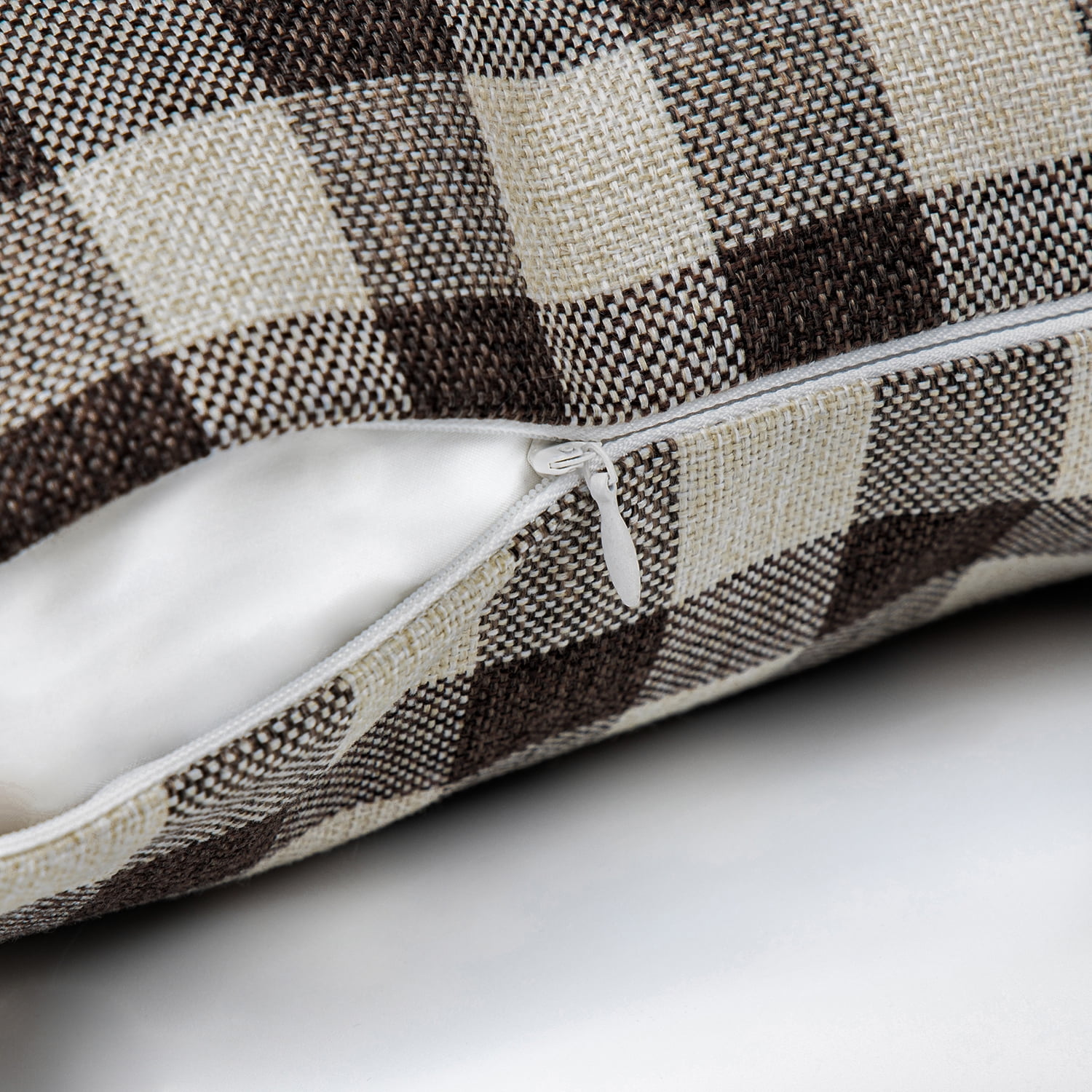 Phantoscope Christmas holiday Decorative Throw Pillow Set, Classic Checkers Series Covers with inserts, 12" x 20", Coffee, 2 Pack