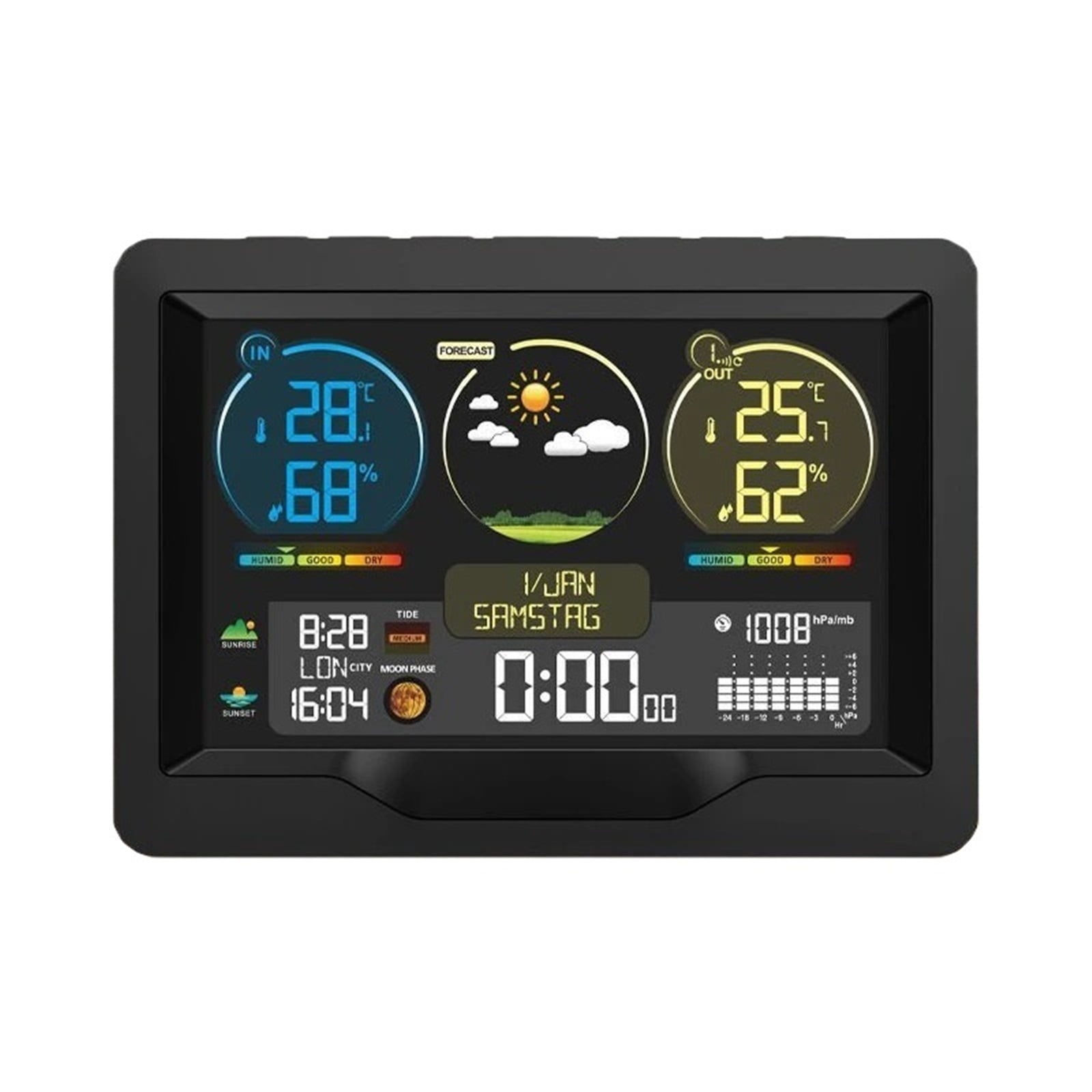 Digital Weather Station Clock Indoor Outdoor Temperature and Humidity Meter Weather Forecast Wireless Electronic Table Clock ,High Precision