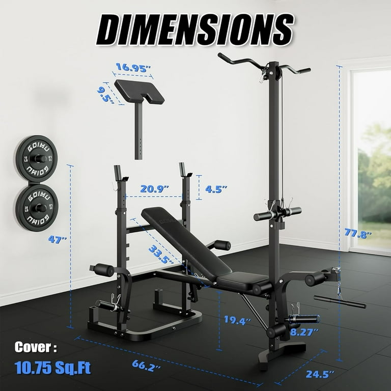 900LBS Olympic Weight Bench,9 in Multifunction Strength Training