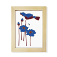 thumbnail image 1 of Azul planta de hoja de loto flor de loto Dragonfly Escritorio de madera Arte Pintura 6x8 pulgadas marco de foto foto, 1 of 4
