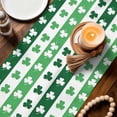 thumbnail image 3 of St. Patrick's Day Table Runner - 60 Inch Long Green Irish Lucky Clovers Stripes Cotton and Linen Blended Dress Scarves Farmhouse Table Runner for Kitchen Dining, Coffee Table, 13" x 60", 3 of 8