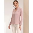 thumbnail image 3 of DARING DIVA Women's Elegant V Neck Long Sleeves Button Down Shirt XL Grey Pink, 3 of 6