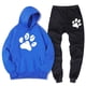 thumbnail image 2 of Sudadera con estampado de pata de perro de dibujos animados kawaii para hombre + pantalón deportivo de invierno cálido de polar, conjunto de 2 piezas, ropa deportiva holgada de gran tamaño para hombre, 2 of 5