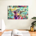 thumbnail image 3 of Elephant Stock Colourful Highland Cow Wall Art - Horizontal Canvas Wall Art - Living Room Wall Decor - Animal Canvas - Gray And Brown Decor - 12" x 8", 3 of 8