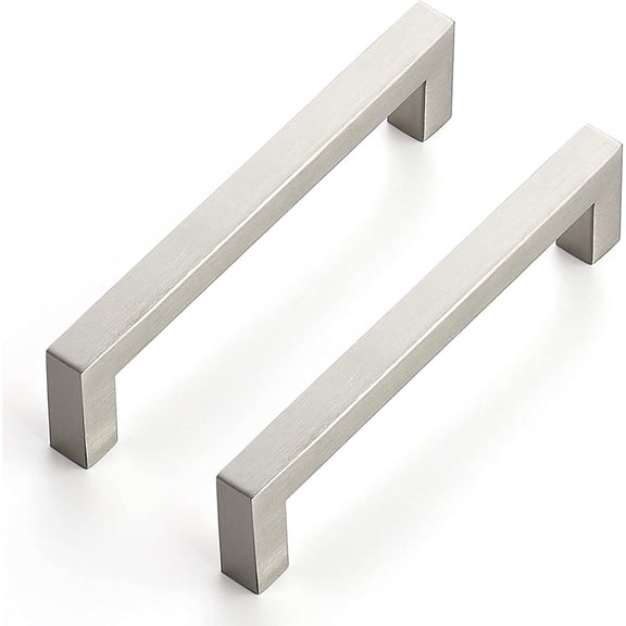 Tivkeber 10 Pack 5 Inch Kitchen Square Cabinet Handles, Satin Brushed Nickel Pulls for Cupboard Drawer Hardware