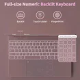 thumbnail image 4 of 15.6" FHD Windows 11 Pro Pink Laptop Computer Office 2024 Meeting camera Backlit Keyboard Intel N5095 16GB RAM 512GB SSD Lightweight Business student Notebook PC Computer for Work WiFi5 BT 5.0, 4 of 7