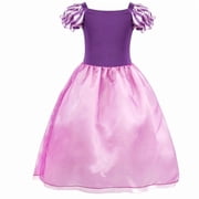 Jurebecia Girls Princess Costume, Floral Puffy Dress for Halloween Cosplay, Kids Birthday Party Dress with Accessories 6(4-5Years)