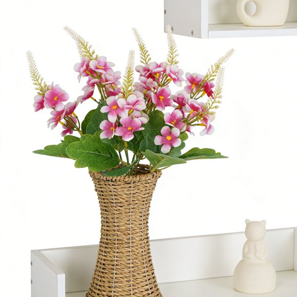 Artificial Hyacinth Crabapple Flower Bouquet Faux Floral Arrangement With VaseRealistic Silk Flower Arrangement For Wedding Home Decoration