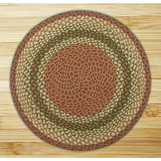 Earth Rugs C24 Olive / Burgundy / Gray Round Braided Rug 5.75 Feet x 5