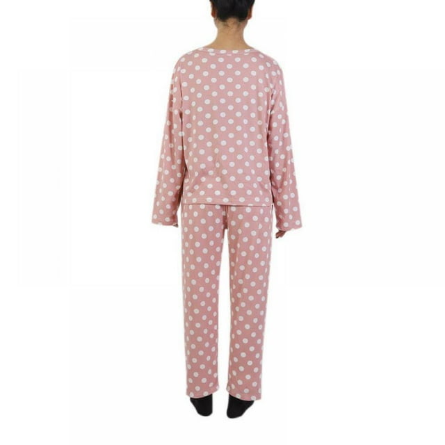 Pyjama pour Femmes, Mignon à Pois, Haut à Manches Longues et Pantalon, Ensemble de Pyjama en Polyester