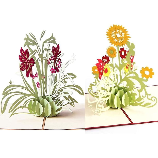 Paquete de 4 tarjetas de felicitación emergentes con flores de narciso, cumpleaños, Navidad, aniversario, tarjeta de agradecimiento para madre, amiga, hermana, esposa, gif cortado con láser