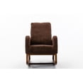 thumbnail image 6 of Rocking Chair,Mid-Century Modern Nursery Rocking Armchair ,Comfortable Fabric Rocker Padded Seat Wood Frame,Tufted Upholstered High Back Accent Chair for Home Living Room, Coffee, 6 of 7